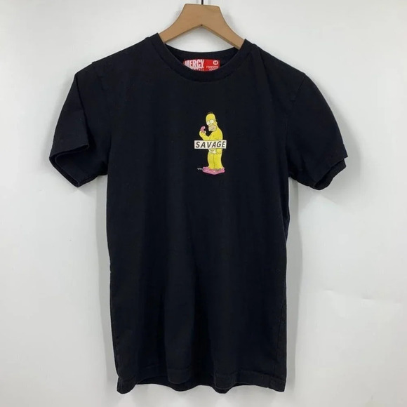 Mercy‎ Vintage Men's Homer Simpson Savage Doughnut Forever Young T-Shirt Size M - Picture 1 of 10